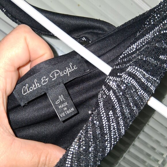 Cloth & People Black/Silver Glitter Dress Medium Bodycon party Dress - Picture 8 of 8